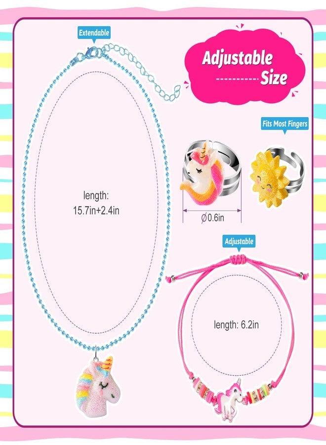 BeAndge Kids Jewelry for Little Girl Toys 4-6 4-5, Toddler Jewelry Set for Costume & Dress Up Ages 6-8, Play Rings Necklace Bracelets for Toddlers, Unicorn Gifts for 3-5 5-7 3 4 5 6 7 8 Year Old Gift Ideas - Image 2